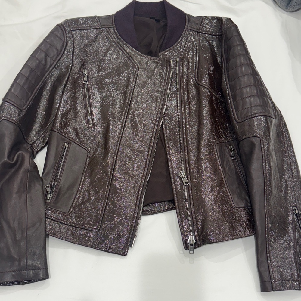 Theory Metallic Brown Bomber Jacket